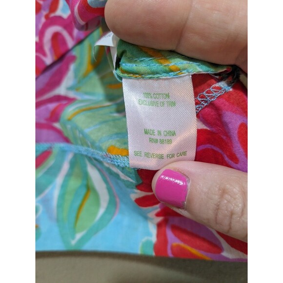 Lilly Pulitzer Women's Floral Blouse V-Neck w/ Embellishments Lagenlook Size XS - Picture 6 of 10